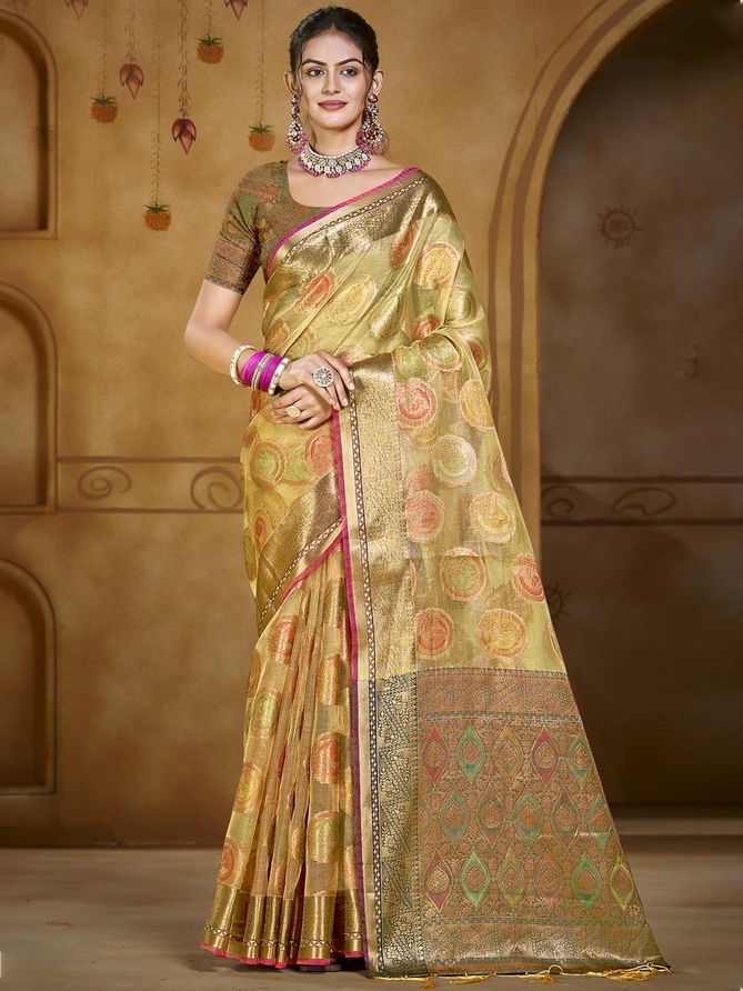 Chandani Vol 3 By Bunawat Organza Wedding Wear Sarees Exporters In India